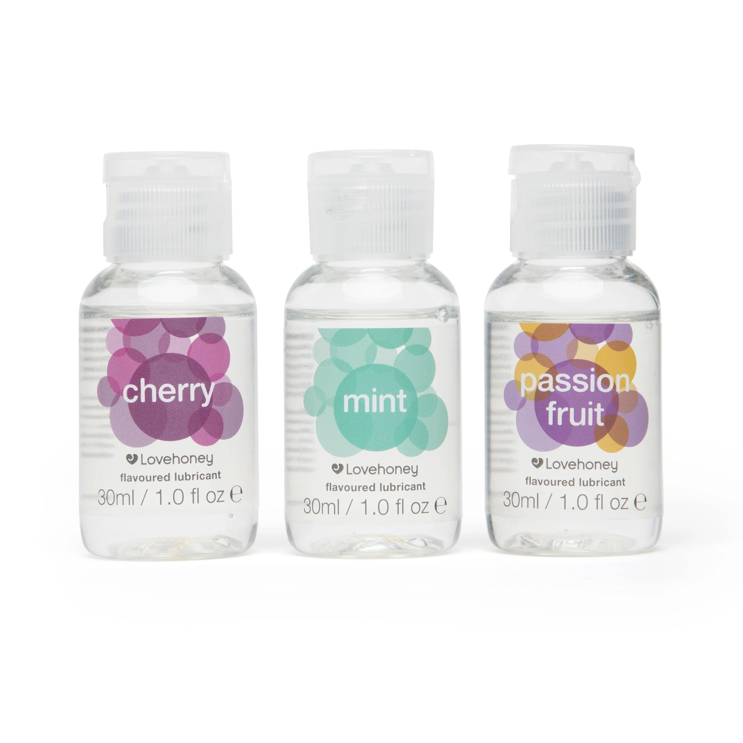 Lovehoney Flavoured Lubricant Trio - Cherry, Mint & Passionfruit Lube - 3 Pack - 30ml