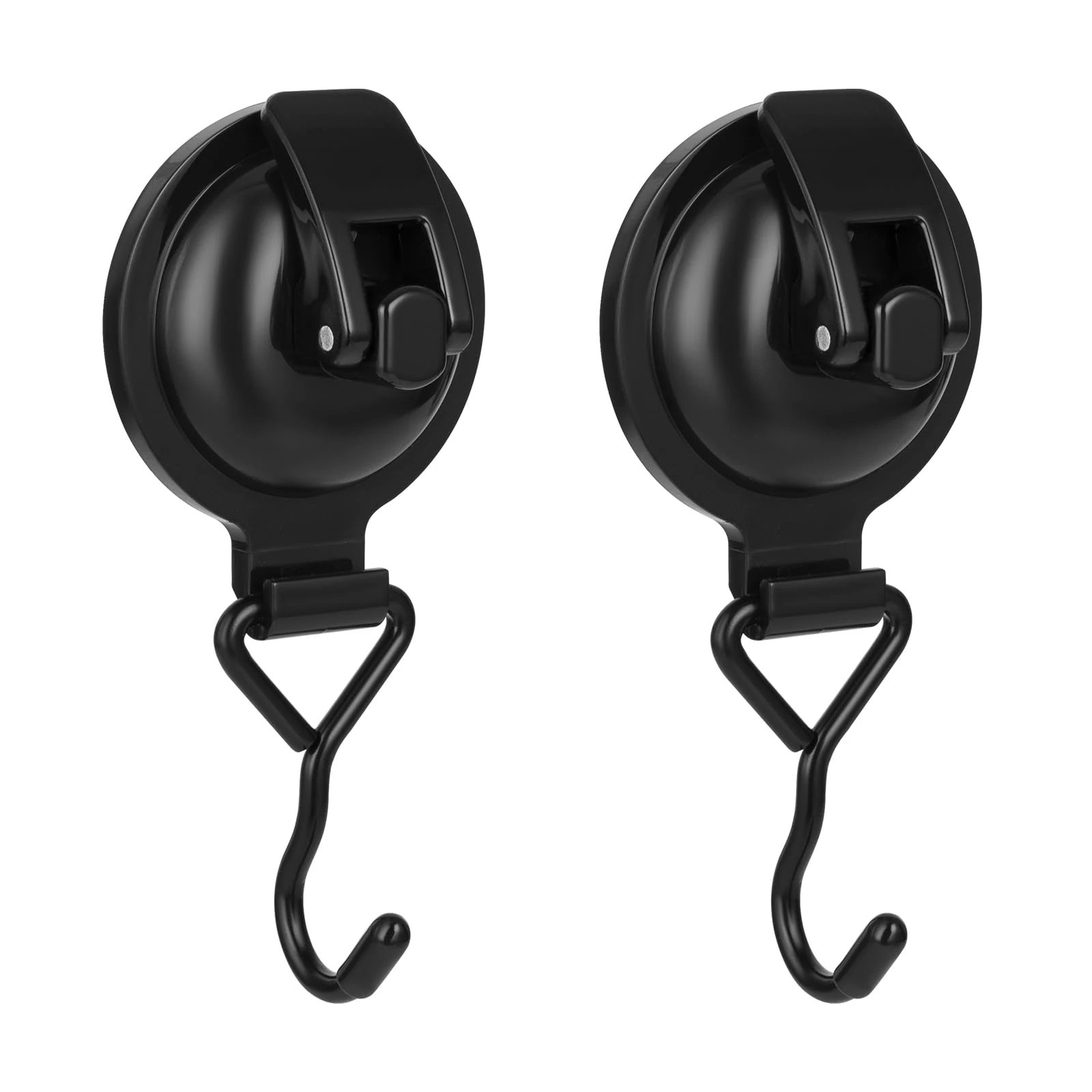 Khdrvok Heavy Duty Vacuum Wreath Cup Adhesive Hook,Hanging 13 lbs Robe Towel Hooks, Easy to Install and Remove, Super Suction for Kitchen， Bathroom and Restroom (Shiny Black, 2Pack)
