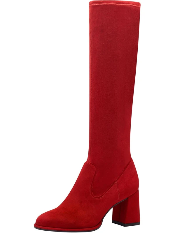 Tamaris Women's Long Shaft Boots Textile Block Heel, red, 37 EU