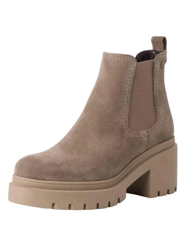 Tamaris Women's Flat Boots, Taupe Suede, 39 EU