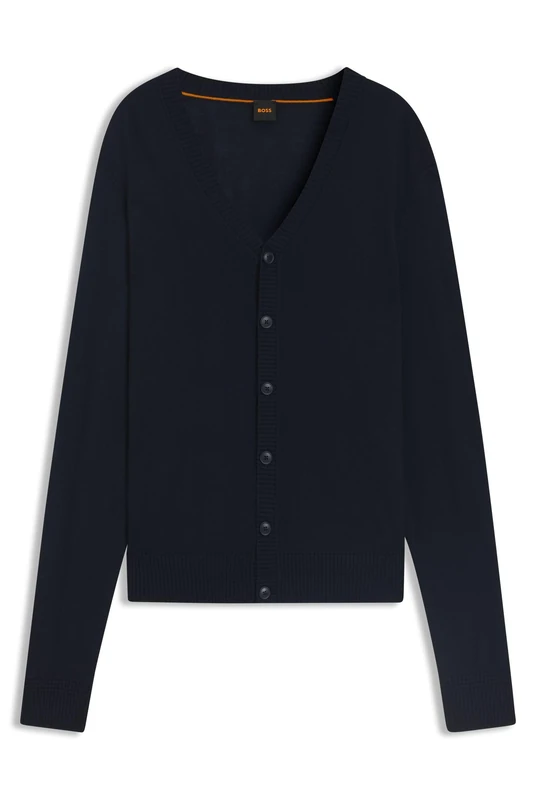 BOSS Mens Avac CD Embroidered-Logo Cardigan in a Wool Blend