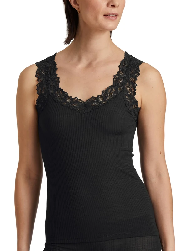CALIDA Women's Silky Wool Joy T-Shirt, Semi-Transparent, Ws Black, 10 UK/12 UK