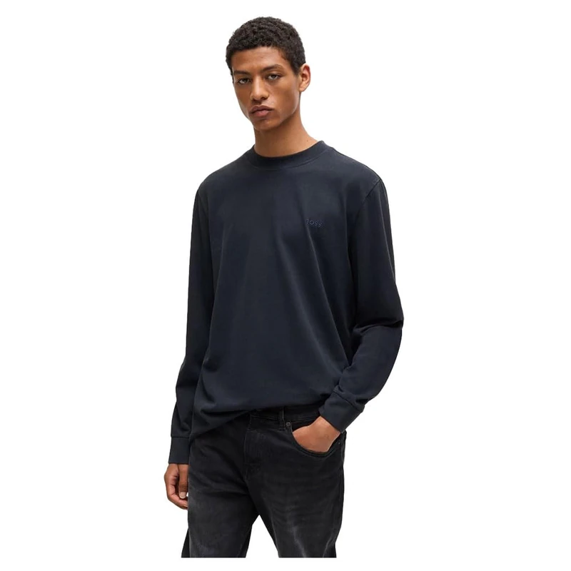 BOSS Mens Te Peachlong Logo-Detail T-Shirt in Peached Cotton