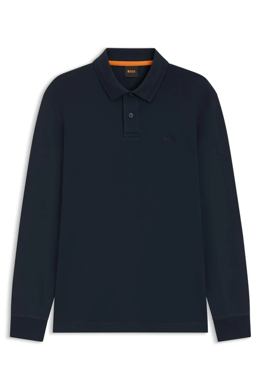 BOSS Longsleeve-Poloshirt Aus Baumwolle Mit Logo-Detail