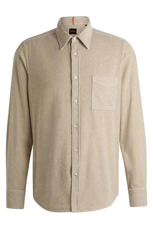 BOSS Mens Relegant 6 Regular-fit Shirt in Cotton Corduroy