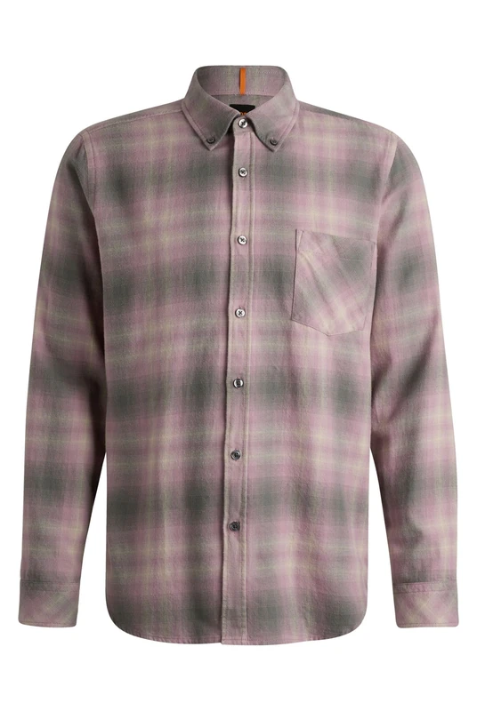 BOSS Mens Rickert M Checked Regular-fit Shirt in Cotton Flannel