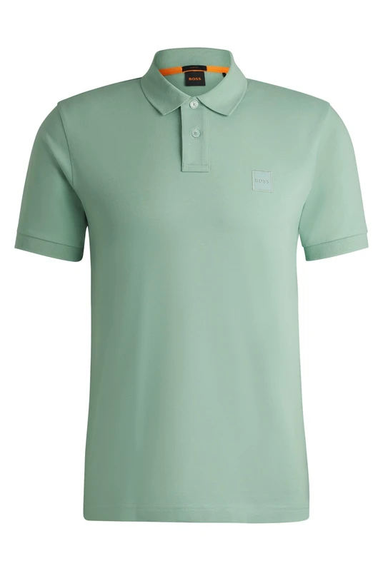 BOSS Mens Passenger Stretch-Cotton Slim-fit Polo Shirt with Logo Patch - Image 1