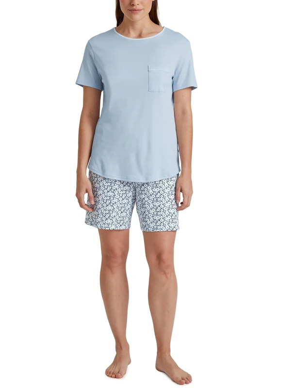 CALIDA Sweet Dreams Women's Short Pyjamas 100% Cotton Trousers with Fabric Covered Elastic Waistband, Arctic Ice, 36-38 - Image 1