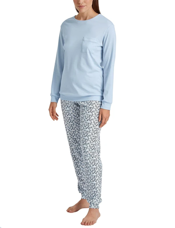 CALIDA Women's Sweet Dreams Pajama Set, Opaque, Arctic Ice, 44-46