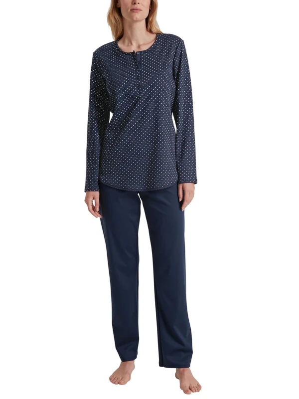 CALIDA Women's Midnight Dreams Pajama Set, Peacoat Blue, 36-38