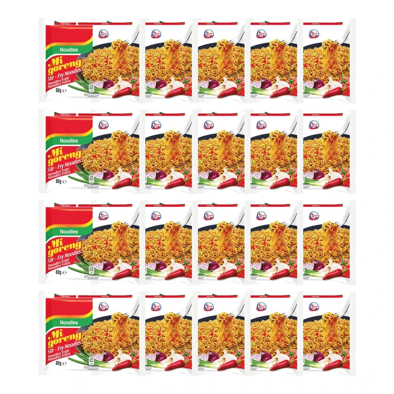 Mi Goreng Stir-Fry Noodles - Original Flavor, 80g (Pack of 20) | Authentic Indonesian Instant Noodles | Versatile Meal Option | Ready in 3 Minutes