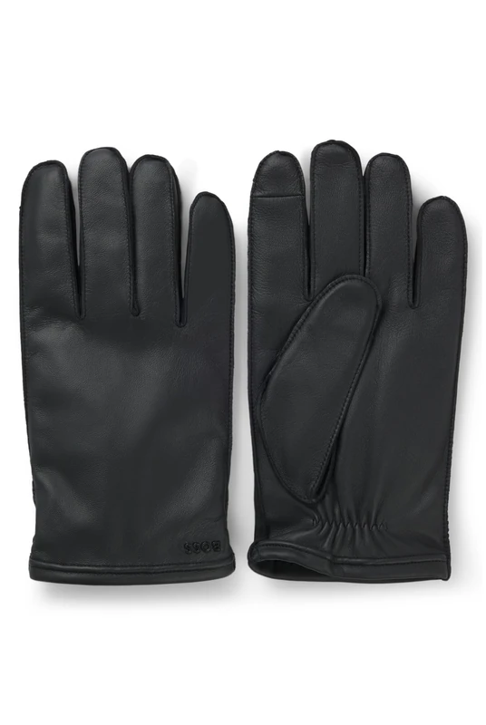 BOSS Mens Kranton-ME Wool-lined gloves in grained leather