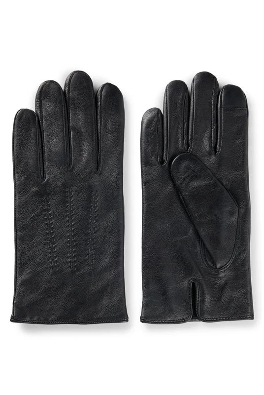 BOSS Mens Hainz-ME Leather gloves with wool-blend lining - Image 1
