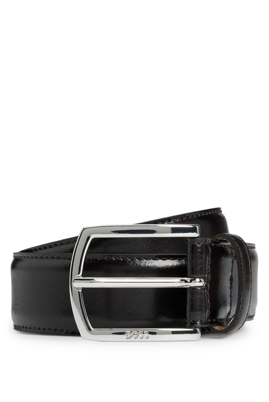 BOSS Mens Claus-Tx-St Sz35 Branded-buckle belt in Italian leather