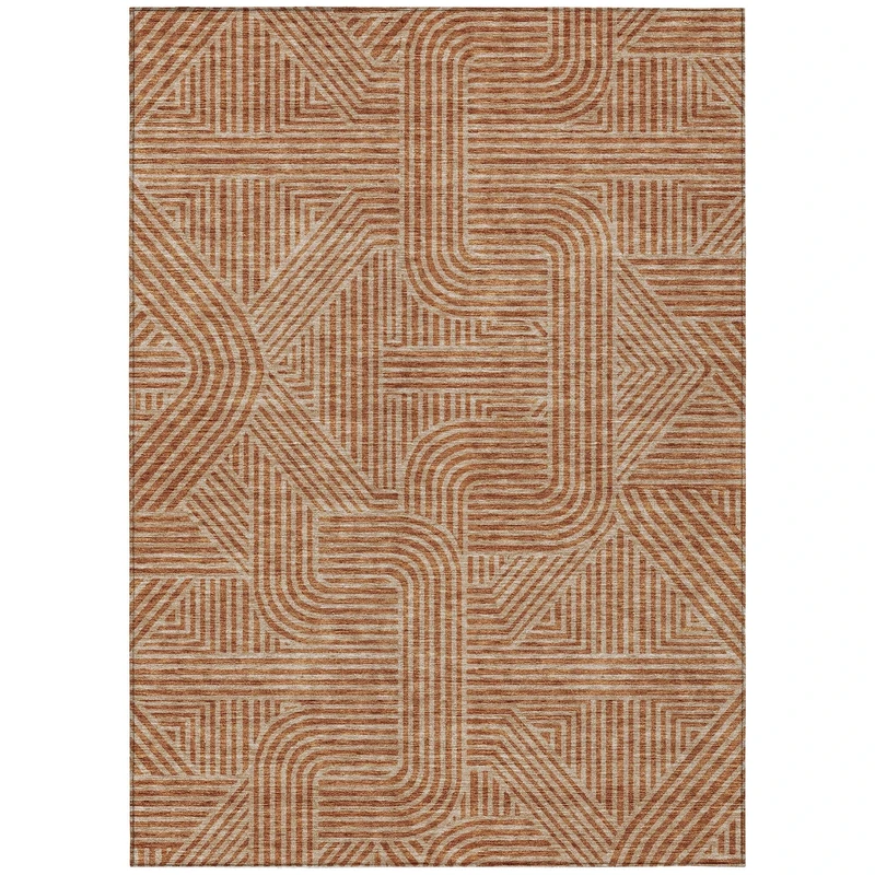 Addison Rugs Chantille ACN917 Terracotta 3' x 5' Indoor/Outdoor, Machine Washable, Easy Clean, Non Shedding, Bedroom, Living Room, Dining Room, Kitchen, Patio Rug