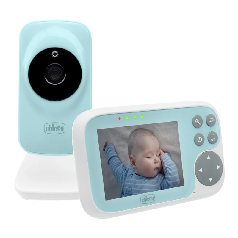 Chicco Baby Monitor with 3.2 Inch Colour Screen, 200 m Range, Infrared Night Vision, Smart Eco Mode Function, 5 Volume Levels Available, Private and Secure Connection, Rechargeable Battery