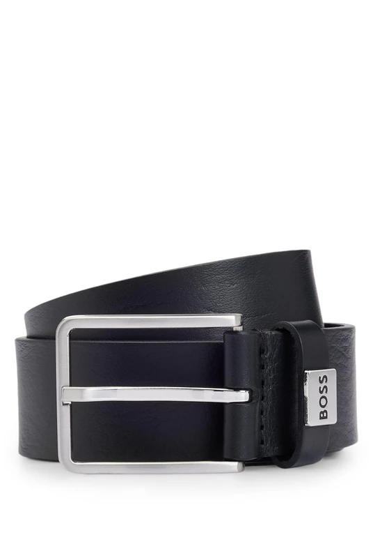 BOSS Mens Elio Sz35 Logo-keeper belt in Italian leather - Image 1