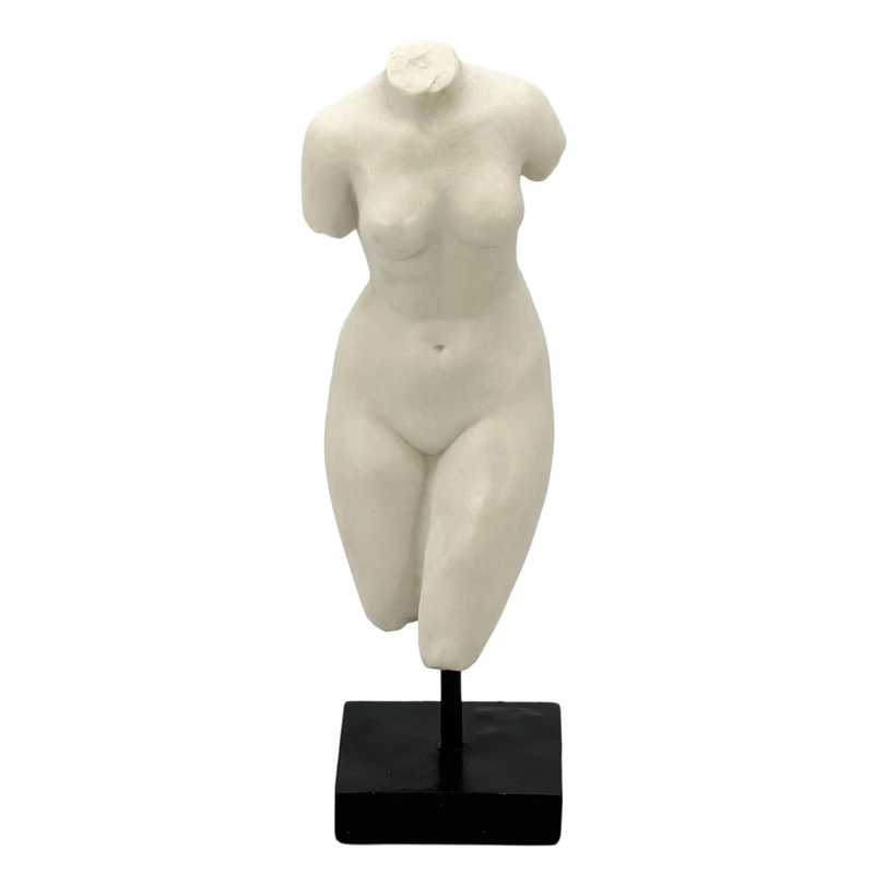 Galt International 13.5" Poly Marble Body Statue w/Black Pedestal Stand for Home Decor - Greek God Sculpture Mythology Stone-Like Marble-Feel Accent (Woman)