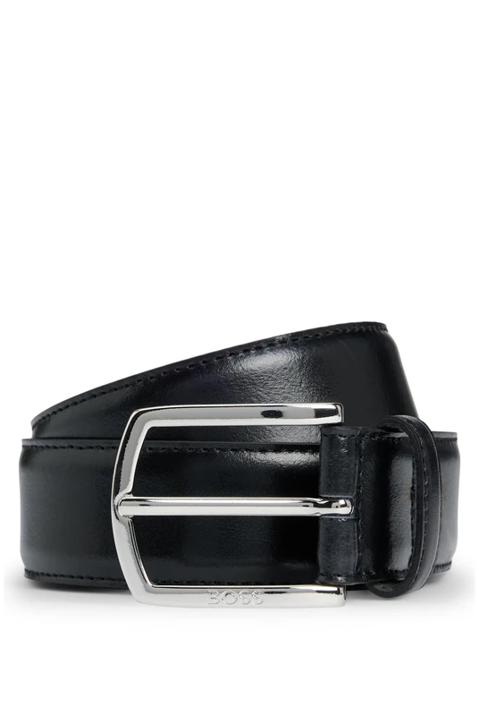 BOSS Mens Claus-Tx-St Sz35 Branded-buckle belt in Italian leather