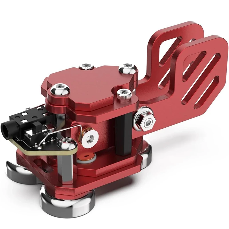 Mini CW Key Automatic Morse - Radio HAM Send Telegram Double Paddle Morse Code Key with Aluminum Body Three Neodymium Magnets Base (Red)