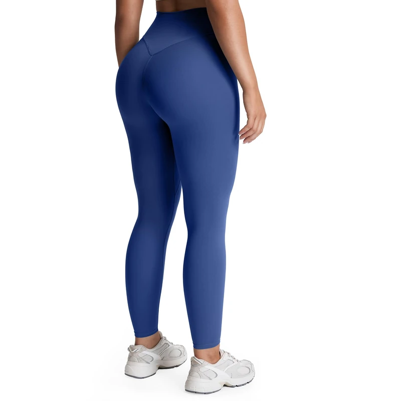Aoxjox High Waisted Workout Leggings for Women Tummy Control Buttery Soft Yoga Metamorph Deep V Pants 26", Bellwether Blue, XXS