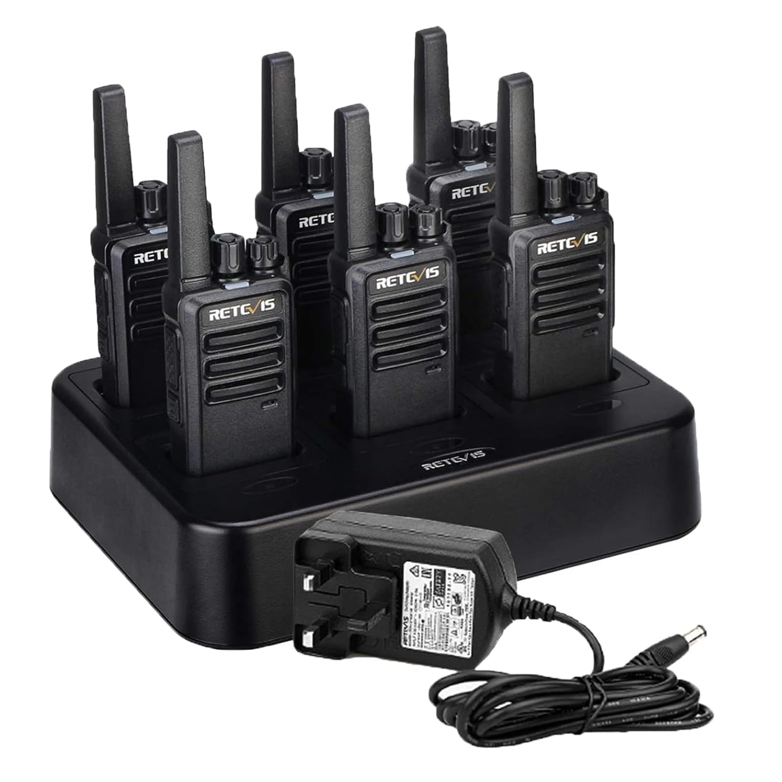 Retevis RT668 Walkie Talkie, PMR446 Professional Walkie Talkies for Adults, with 6 Way Charger, VOX, 16 Channels CTCSS/DCS, Robust 2 way radio for School, Restaurant, Security (Black, 6Pcs)