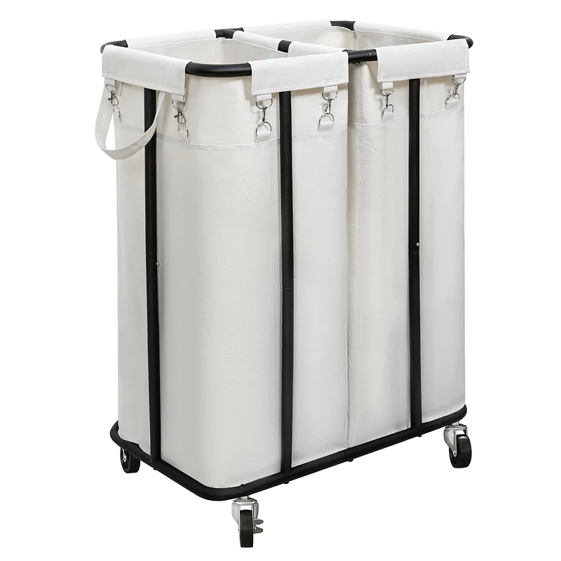 WOWLIVE Double Laundry Hamper with Wheels, 170L Rolling Laundry Basket