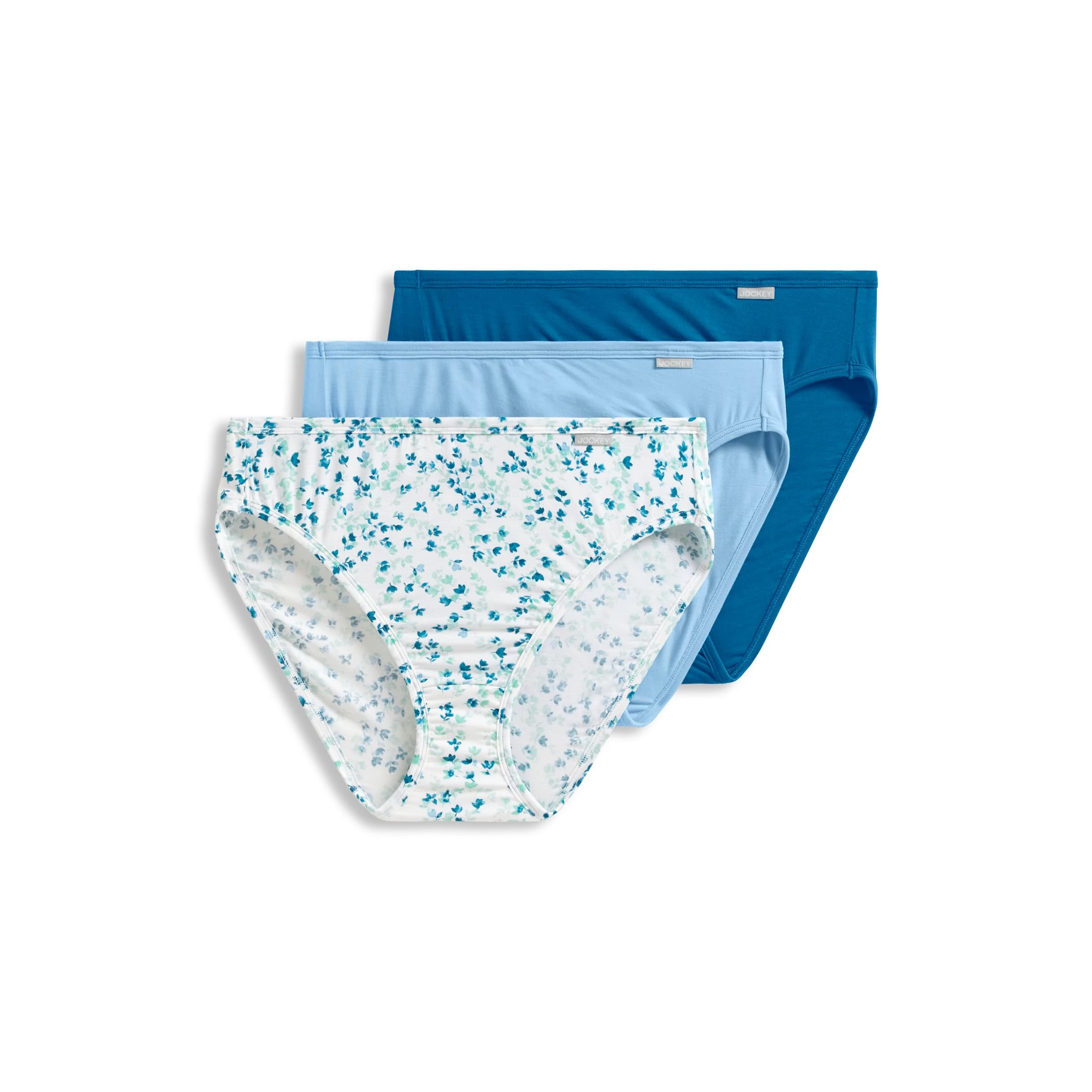 Jockey Women's Underwear Supersoft French Cut - 3 Pack, Layered Blue Floral Sprig/Blue Stardust/Azurite Sea, 8 Plus