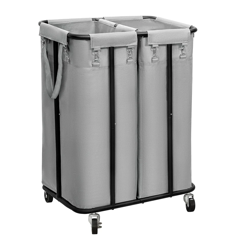 WOWLIVE Double Laundry Hamper with Wheels, 170L Rolling Laundry Basket