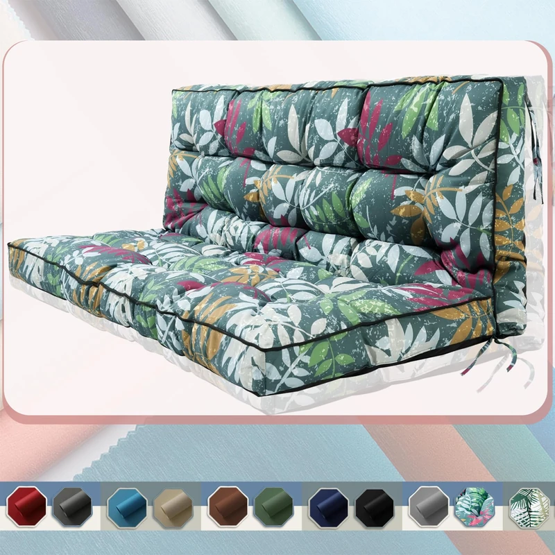 Porch Swing Replacement Cushion,Waterproof Fade-Resistant,Green Flower,55in