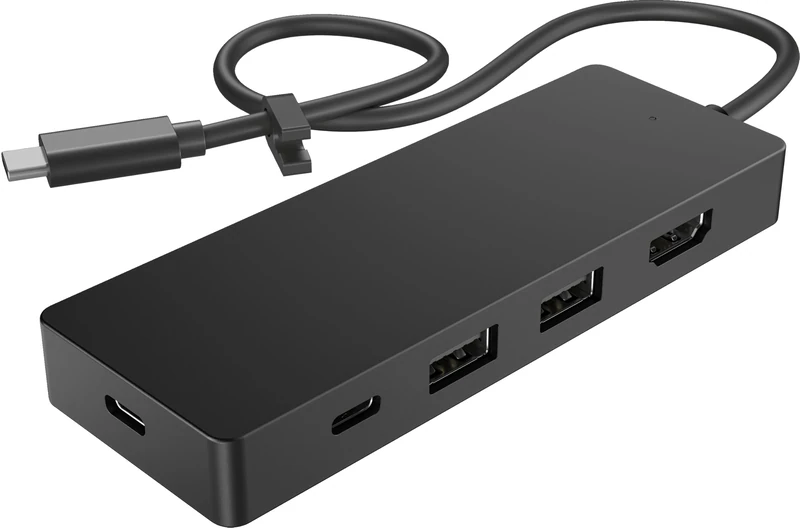 HP G3 USB-C Multiport Travel Docking Station | Plug-and-Play Connectivity | 5 Transfer Ports | 2 USB-C | 2 USB-A | HDMI | Black