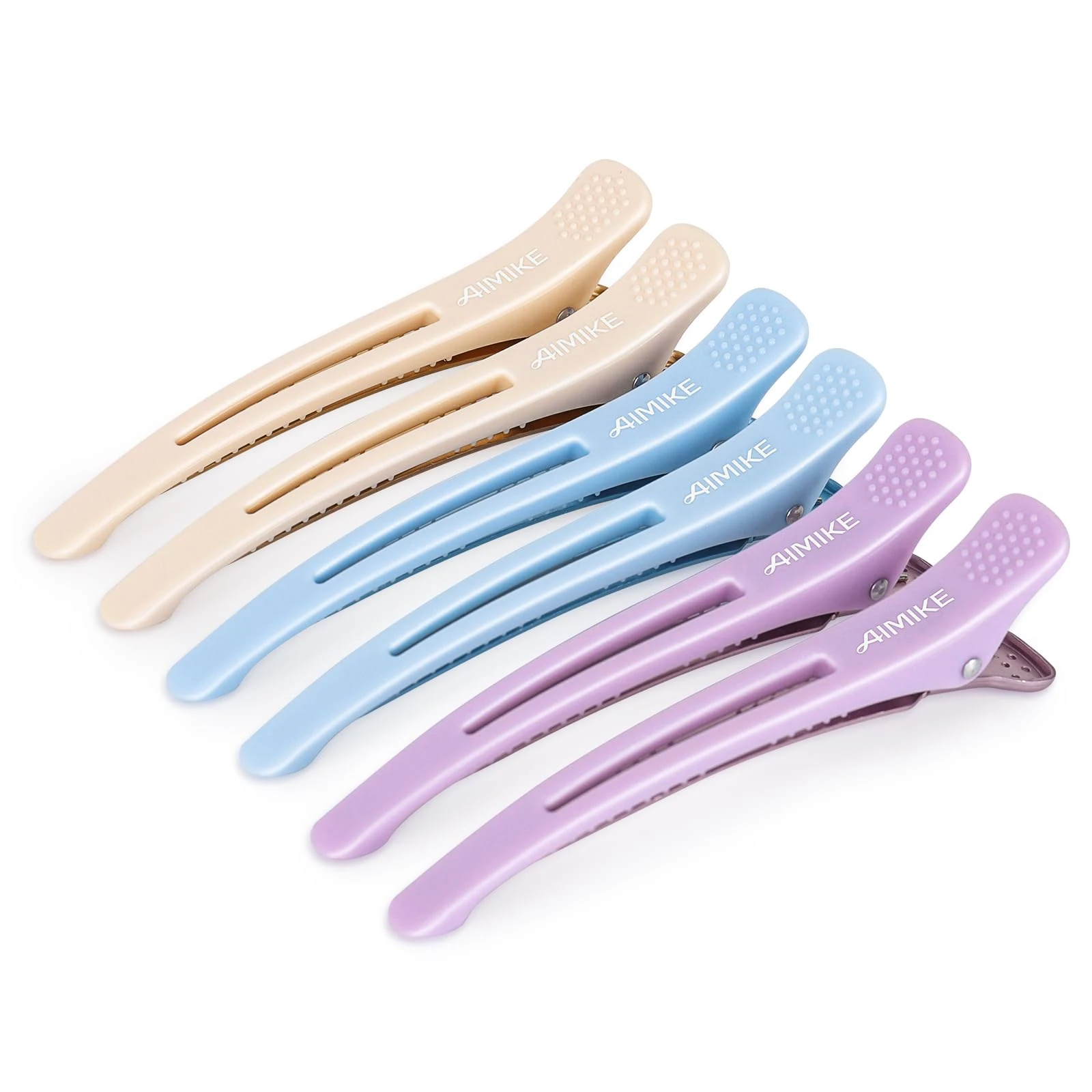 AIMIKE 6pcs Hair Clips for Styling Sectioning, Anti-Slip No-Crease Duck Billed Hair Clips with Silicone Band, Colorful Hair Roller Clips, Salon and Self Hair Cutting Clips for Hairdresser, Women, Men