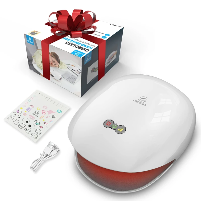 COMFIER Cordless Hand Massager Machine with Heat, Finger Massaing for Home Office Use-Gifts for Women Men, Birthday Gift for Her Him
