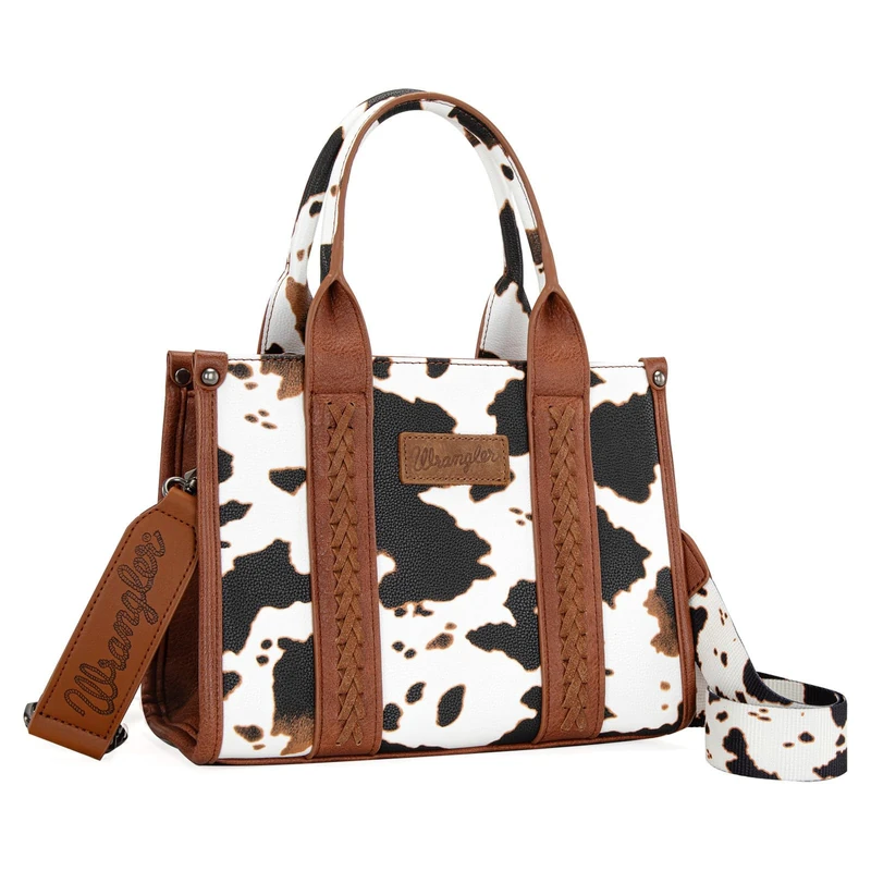 MONTANA WEST Wrangler Tote Handbag for Women Cow Print Purse Top Handle Handbags, M-cow Print Brown, M