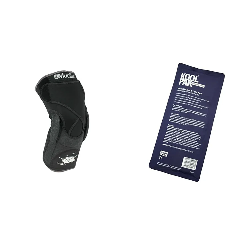 Mueller HG80 Hinged Knee Brace with Kevlar Compression Support (M) with Koolpak Premium Reusable Ice Pack