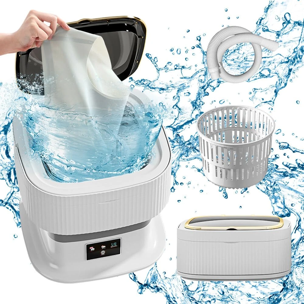 IXYHKB Portable Washing Machine, 11L Folding Washing Machine, 3 Modes Mini Washing Machine Foldable, Mini Washer with Drain Basket for Baby Clothes, Underwear, Socks, Light Clothes, Camping, Travel