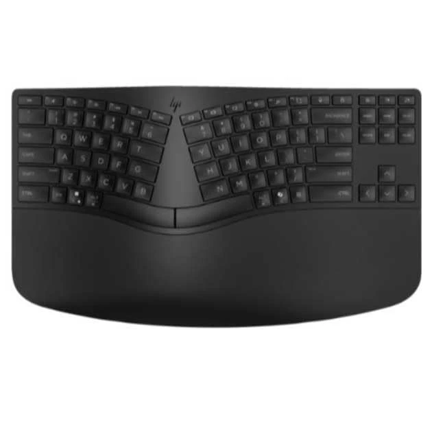 HP 960 Ergonomic Wireless Keyboard (Independent Numeric Keypad, Palm Rest, Quick Sync, Automatic Detection Operating System, Negative Tilt, Spanish QWERTY Keyboard) Black