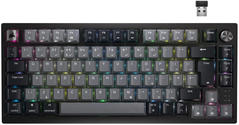 Corsair K65 PLUS 75% RGB Keyboard - MLX Red Switches, PBT Keycaps