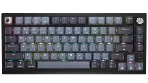 Corsair K65 PLUS WIRELESS 75% RGB Hot Swappable Mechanical Gaming Keyboard MLX Red Linear Switches Pre-Lubricated - Soundproofing - PBT Keyboards - QWERTY ES - Black