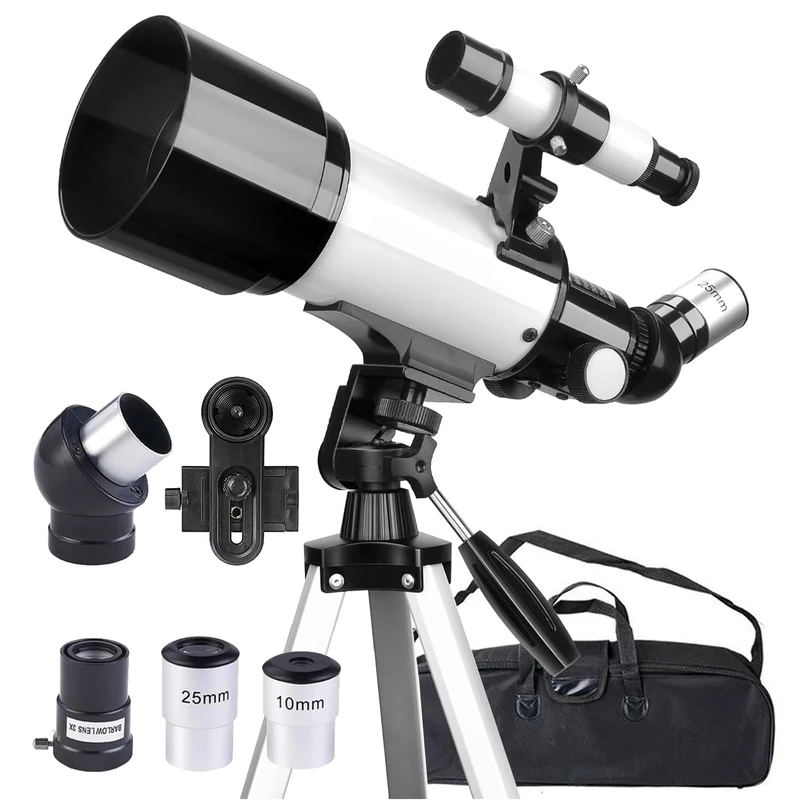 Misilmp Telescope for Adults Astronomy, Astronomical Telescopes 70mm Aperture 400mm Portable Refractor Telescope Outdoor Telescopes with Tripod, Phone Adapter & Carry Bag for Kids/Beginners (White)