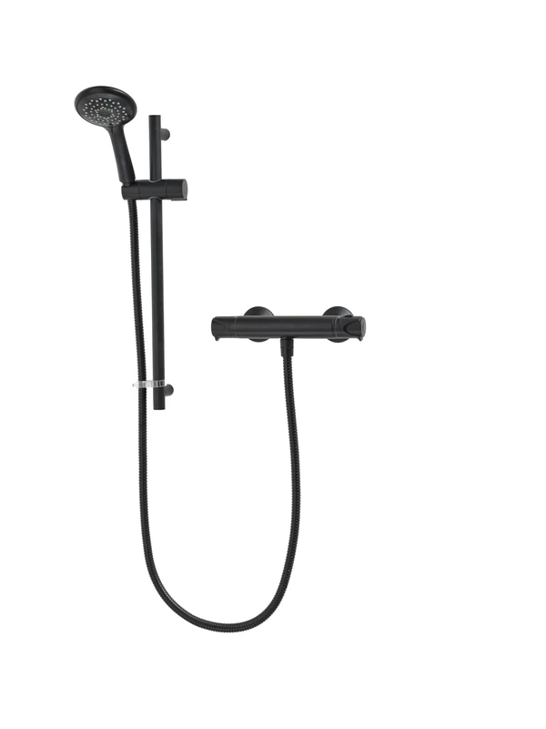 Triton Showers | Tian Bar Mixer Black | Thermostatic Shower Mixer Set | Black | Handheld Shower | Anti Scald Shower | Mixer Bar Kit | 5 Year Guarantee | 5 Spray Patterns