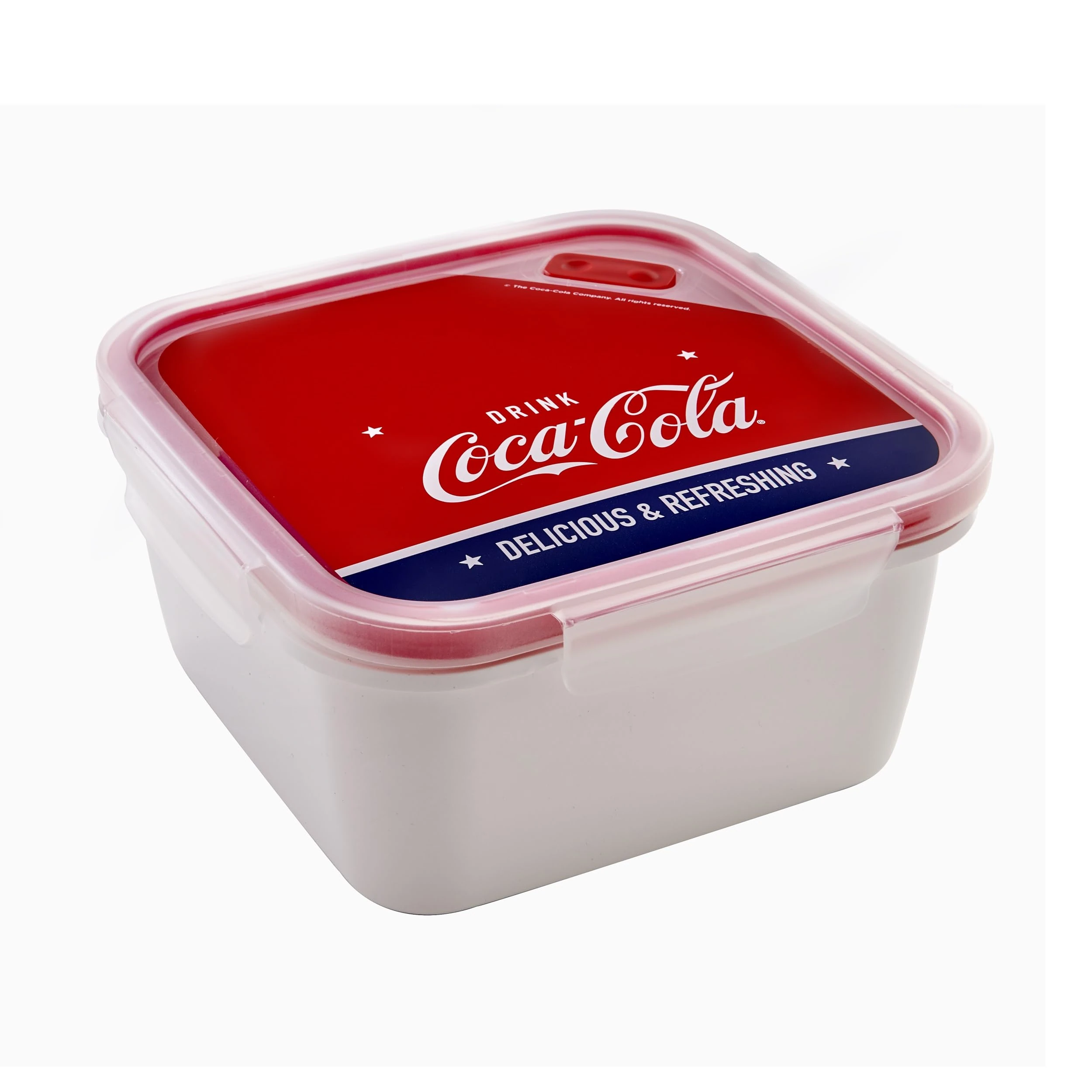 Snips Coca-Cola Square Lunch Box, 1.4 L, Bento Box with 4 Safety Locks, 18 x 18 x 8.5, Made in Italy, 0% Bpa