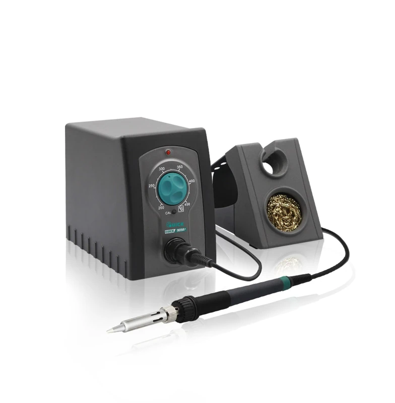 Quick 969A+ Analogue Industrial Hand Soldering Station, 70W, Working Temperature 200-450°C, Calibrable, Alloy Stand Set and 0.5mm Solder Tip for Lead-Free and Lead-Free Soldering