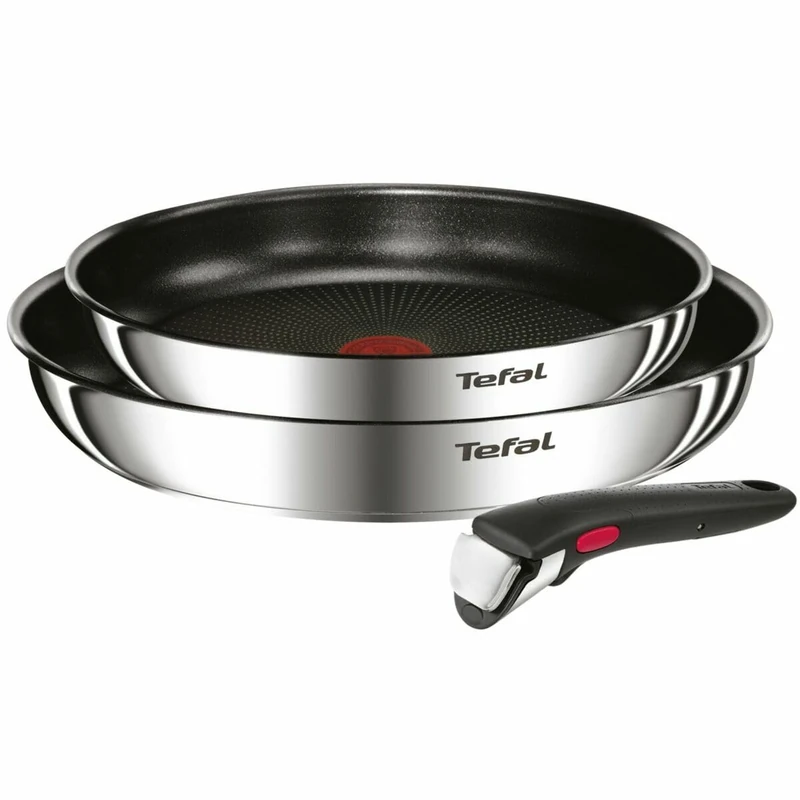 Tefal Ingenio Emotion Set of 2 Frying Pans 22/26 cm + Removable Handle, Induction Safe, Non-Stick, Titanium Coated, Thermo-Signal, Dishwasher and Oven Safe