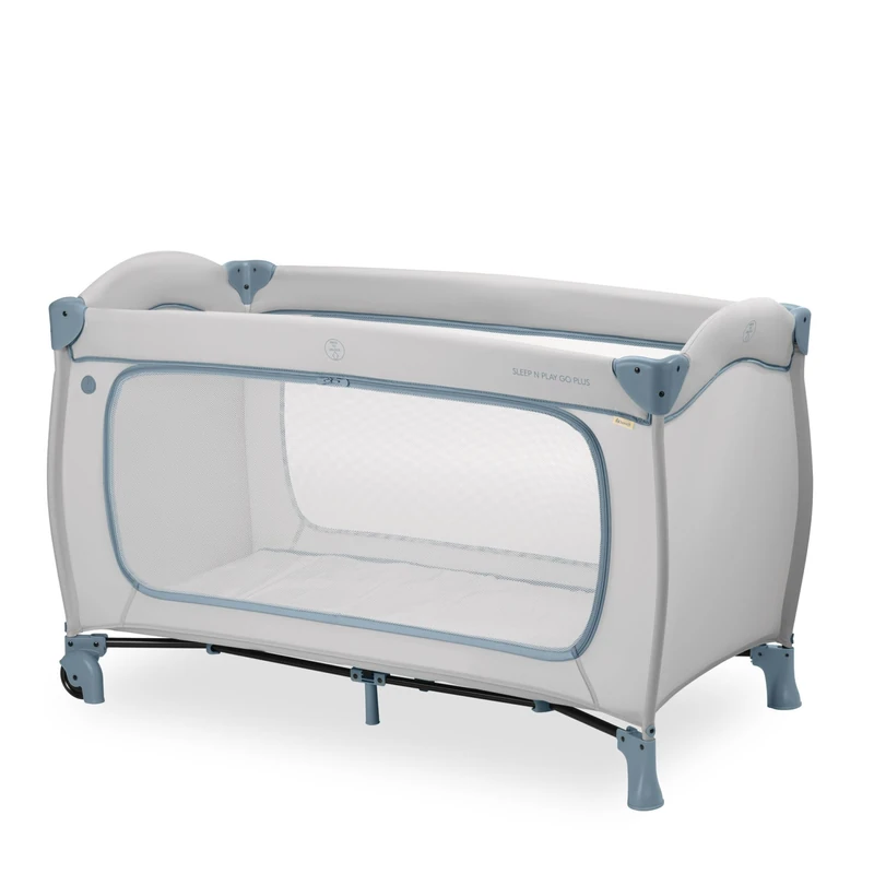 Hauck Baby Umbrella Bed Sleep N Play Go Plus, Large Side Opening for Playing, Foldable, Compact, Carry Bag, Newborn to 15kg, Dusty Blue