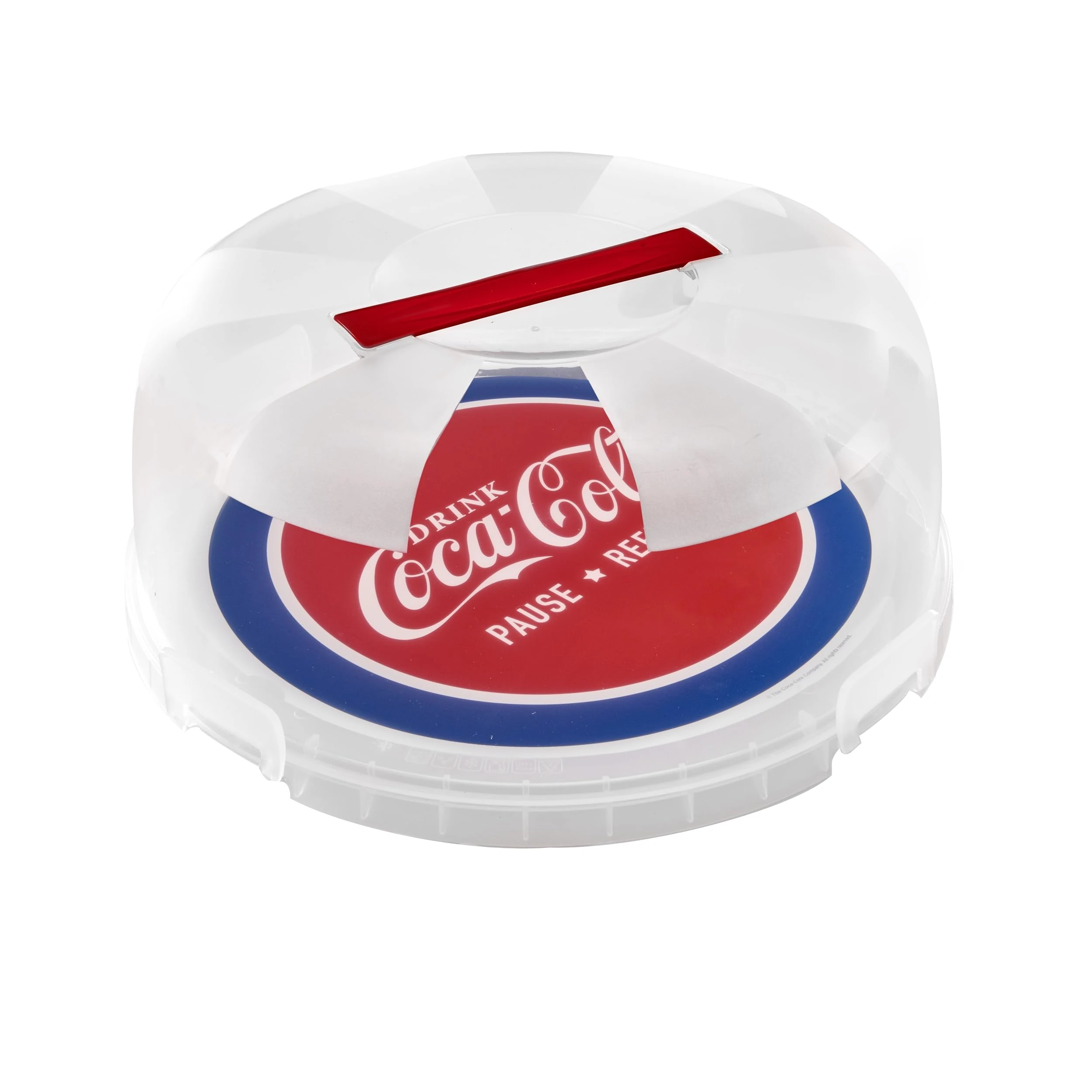 Snips, Coca-Cola Cover Cake Holder, Cake Holder with 4 Safety Latches, Cake Bell Diameter 28 cm, Made in Italy, 0% Bpa