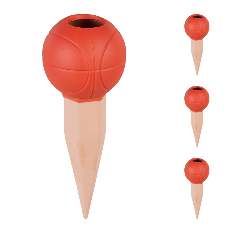 Relaxdays 4X Clay Cone Watering, for 1.5 Litre PET Bottles, Irrigation Aid, Ceramic, 17.5 x 7 x 7 cm, Red/Terracotta