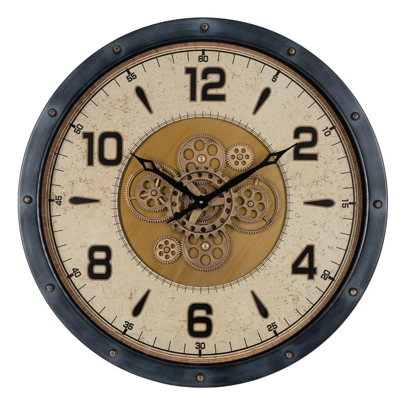 BigBuy Home Wall Clock Black Gold Glass Iron 72 x 9 x 72 cm (3 Units)
