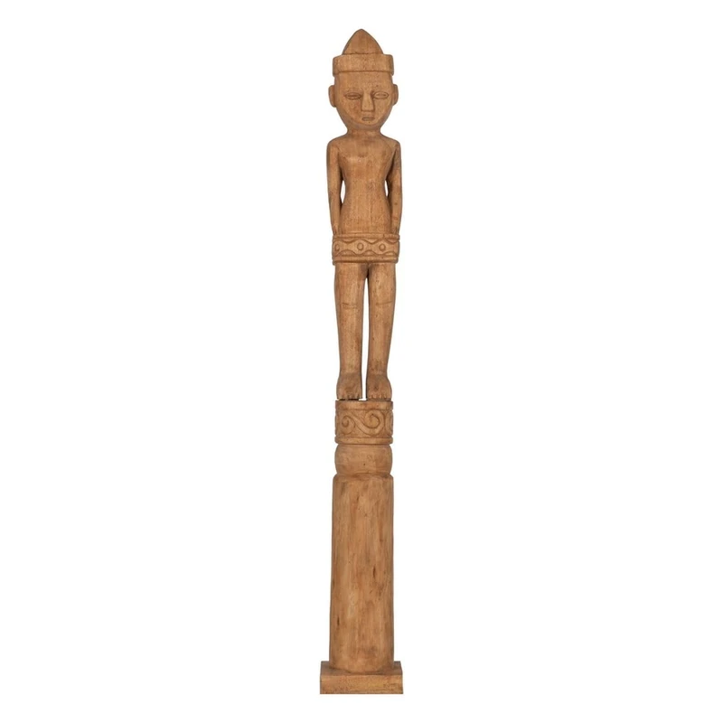 BigBuy Home Decorative Natural African Figure 14 x 14 x 113 cm - Image 1