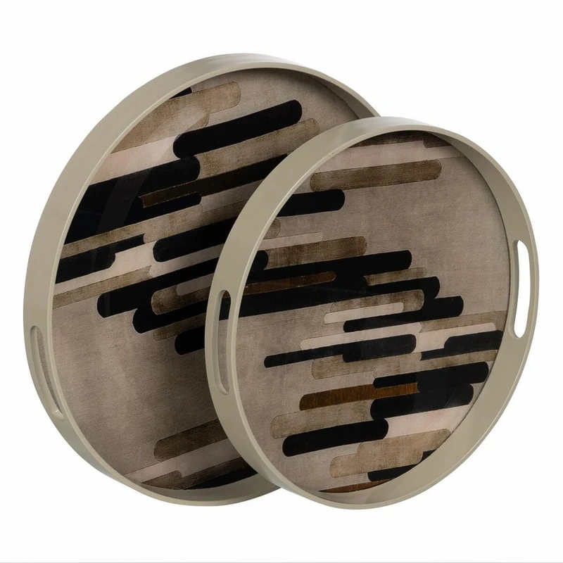 BigBuy Home Snack Tray PVC Abstract Glass 42 x 42 x 4.2 cm (Pack of 2) - Image 1